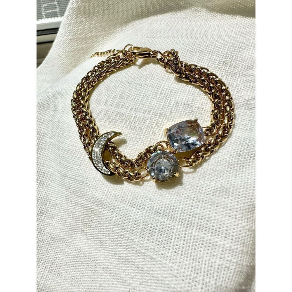 Super sparkly cubic zirconia chain-link statement bracelet  - Picture 2 of 4